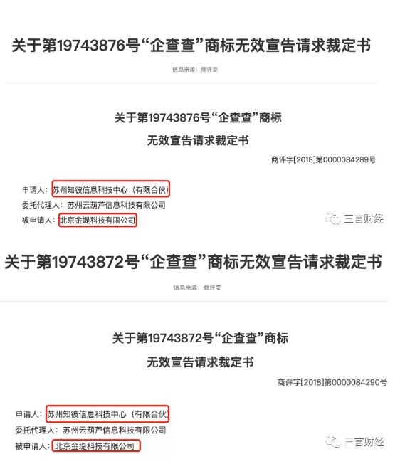 天眼查注册“企查查”商标，企查查提无效宣告被驳回，商标意识多重要？